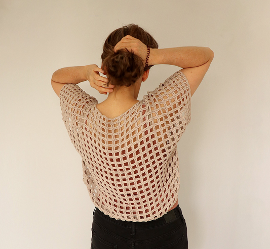 Adjustable Summer Crochet Top – Seamless Fit, Elegant Drape (Sizes S–XXL)